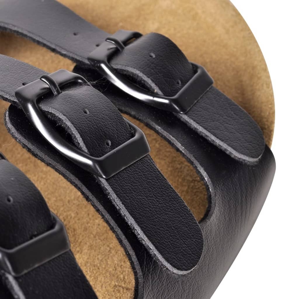 Black Unisex BioKork sandal with 3 buckles