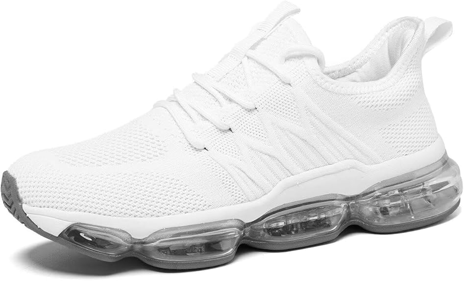 Running Shoes Air Cushion Walking Basketball Sneakers White