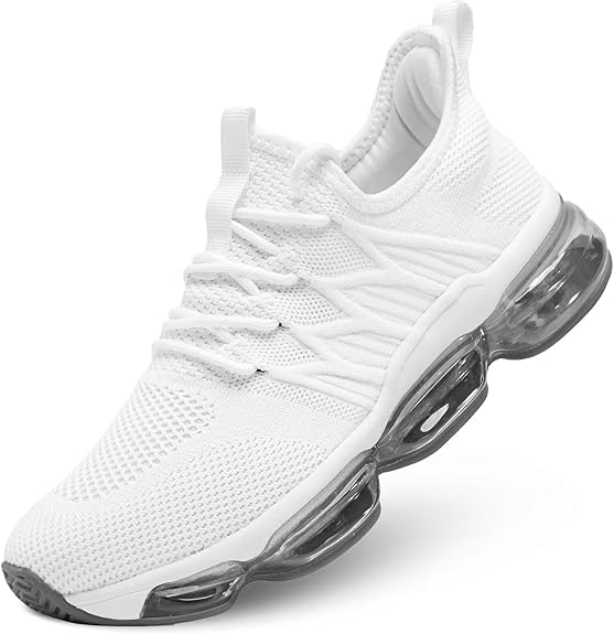Running Shoes Air Cushion Walking Basketball Sneakers White